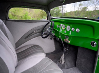 vintage green truck interior